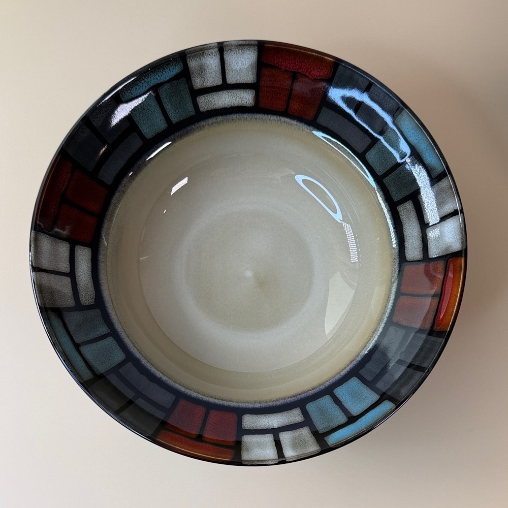 Colorful Mosaic Patterned Ceramic Bowl Set Of 2